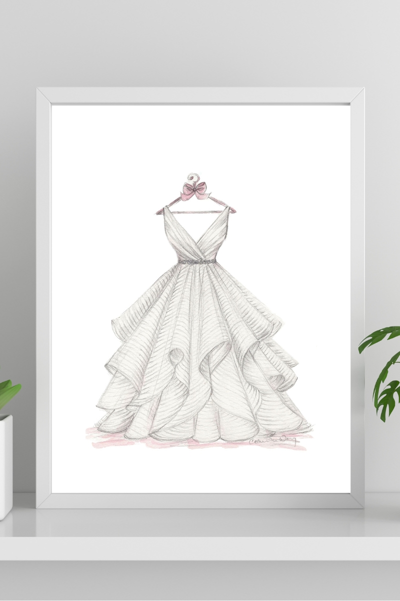 sketch of the brides wedding dress